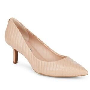 Karl Lagerfeld Paris Roulle Quilted Nude Leather Pointed Toe Pumps Heels 9.5 NEW
